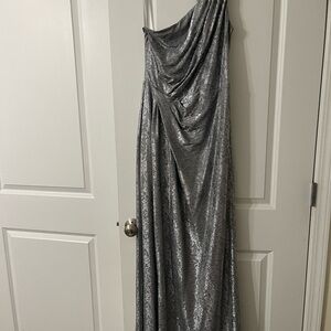 Ralph Lauren Shimmering Silver Dress One shoulder 12